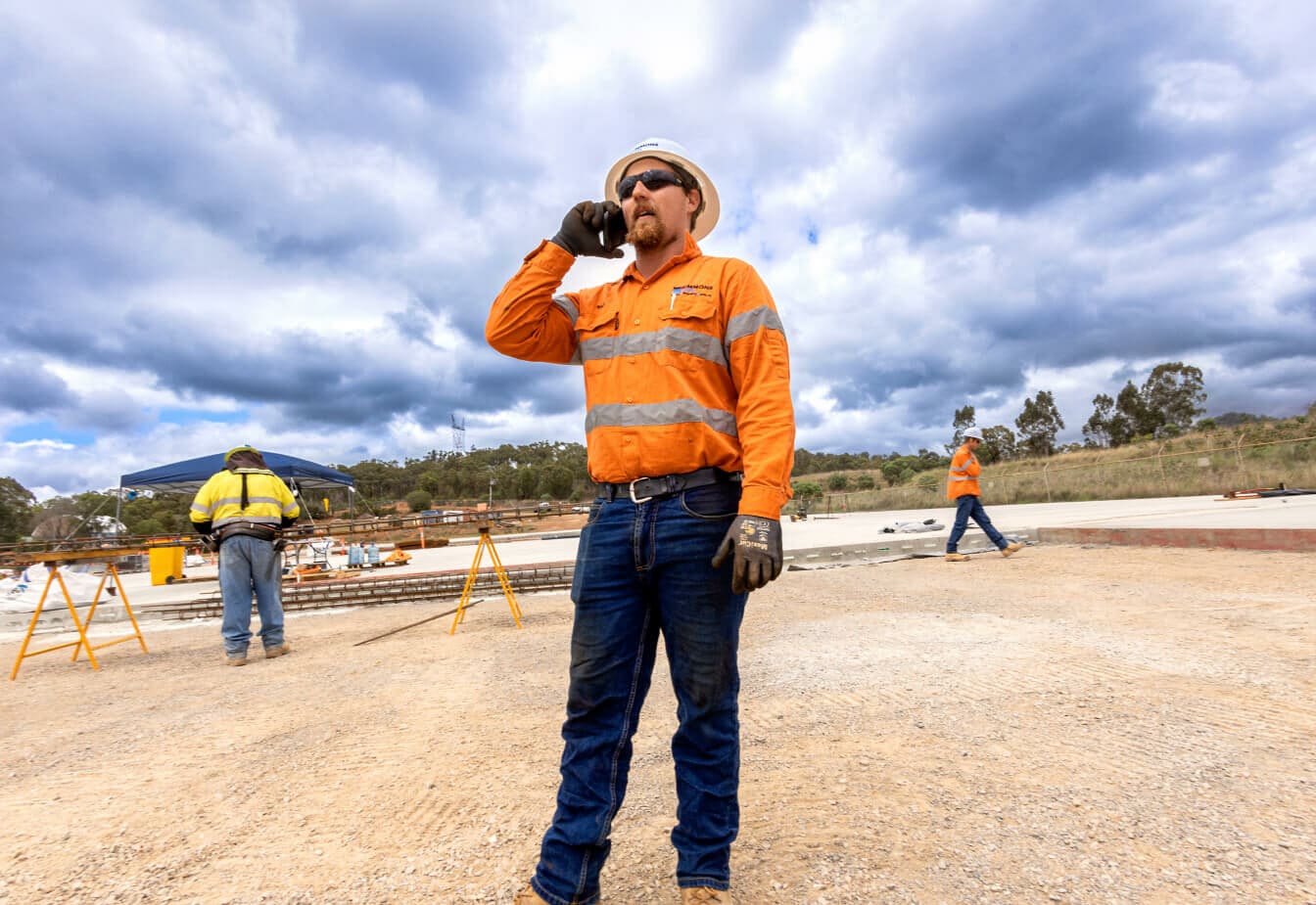 Simmons Civil worker talking on the phone at a work site